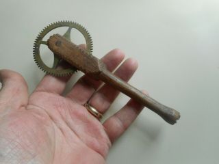 19th c.  hand made chip carved and Brass Pie Crimper.  Pie Wheel & Stamp combo 6