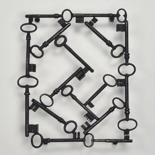 Mid Century Modern Metal Trivet Coaster Antique Keys Fornasetti Style No.  1