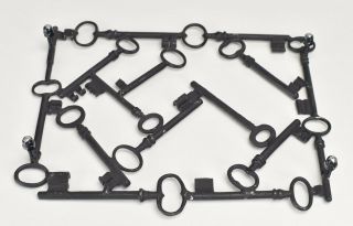 Mid Century Modern Metal Trivet Coaster Antique Keys Fornasetti Style No.  1 3