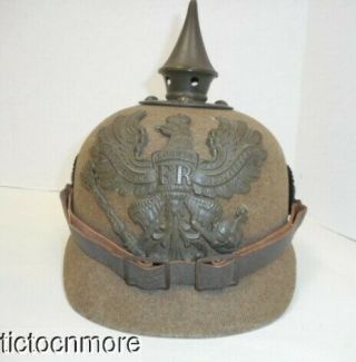 Wwi German Prussian Erzatz Felt Spiked Helmet Pickelhaube Complete