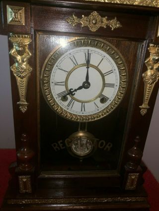 VERY SCARCE ANTIQUE CLOCK - MONK SWINGS @ BRASS BELL AS HOURS COUNT OFF THE TIME 2