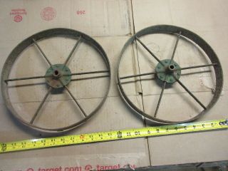 2 Vintage 12 " Iron Spoke Wheel Barrow,  Farm Implement Wheels Farm Garden Decor
