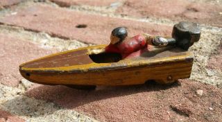 Antique Hubley Cast Iron Pull Toy Baby Speed Boat Rare 4 " Die Cast