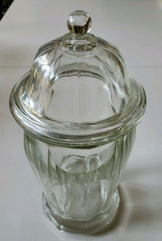 Vtg Apothecary Canister Jar Indiana Thick Glass Dome Lid 12” Candy Dish Rare Evc