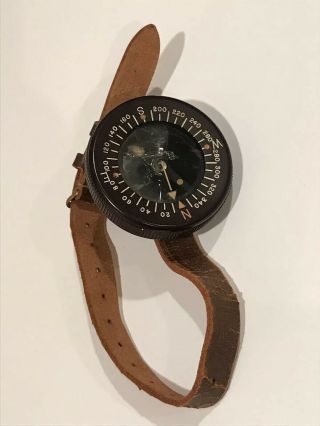 Vintage Army Ww2 D - Day Paratrooper Airborne Taylor Wrist Compass Leather Strap