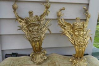 Empire Style Bacchus Face Brass Lamp Wall Sconce,  Set 16x9” Weight 7lbs Each