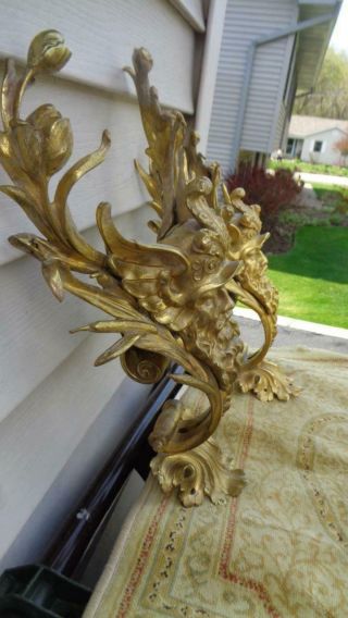 Empire Style Bacchus Face Brass Lamp Wall Sconce,  Set 16x9” Weight 7Lbs Each 4