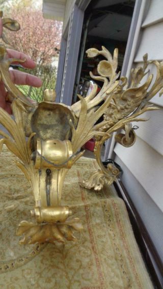 Empire Style Bacchus Face Brass Lamp Wall Sconce,  Set 16x9” Weight 7Lbs Each 6