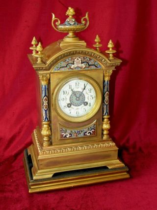French Brass & Enamel Striking Clock