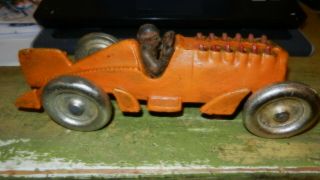 Vintage Hubley 10 " Cast Iron Race Car W/ Moving Pistons