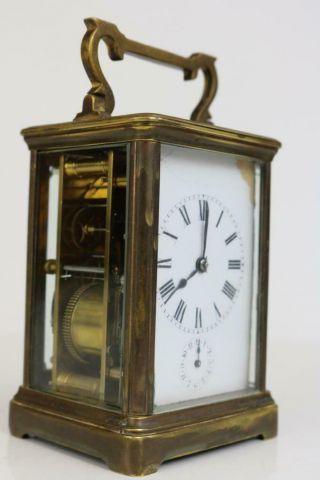 Antique Carriage Clock With 3 Train Gong Strike & Alarm By R&co.  Paris Service