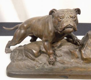 Antique Vienna Austria Bronze Figural Bulldog Inkwell,  Letter Opener,  Blotter