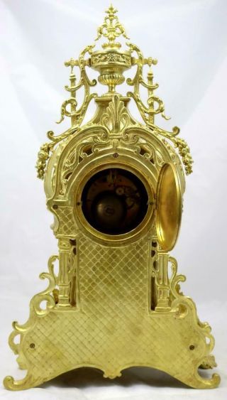 Antique Large Mantle Clock French Pierced Bronze Bell Striking C1870 12