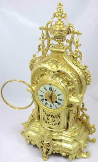Antique Large Mantle Clock French Pierced Bronze Bell Striking C1870 5