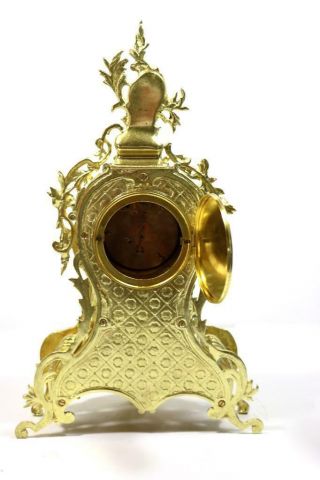 Large Antique 19th c French Gilt Pierced Bronze Mantle Clock Garniture Set 11