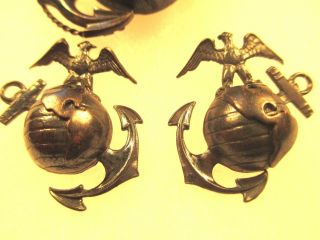 WW II USMC Officer ' s Service & Field Cap,  Service Collar Ornaments Set,  NR 5