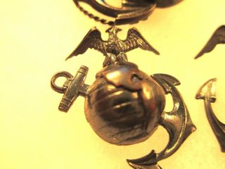 WW II USMC Officer ' s Service & Field Cap,  Service Collar Ornaments Set,  NR 7