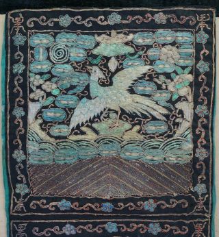 Antique Chinese Silk Thread Embroidery Civilian Rank Badge Pheasant 19th C 40cm 2