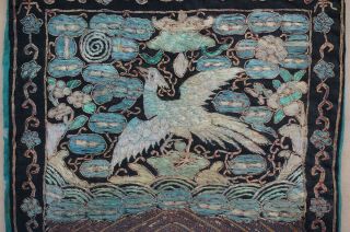Antique Chinese Silk Thread Embroidery Civilian Rank Badge Pheasant 19th C 40cm 3
