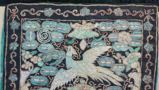 Antique Chinese Silk Thread Embroidery Civilian Rank Badge Pheasant 19th C 40cm 4