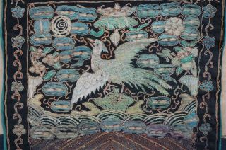 Antique Chinese Silk Thread Embroidery Civilian Rank Badge Pheasant 19th C 40cm 9