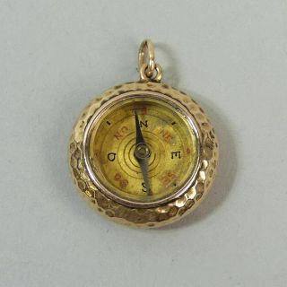 Victorian 9 Ct Gold  Compass Fob In Good Order C.  1890 - 4.  5 G