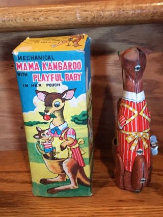 Vintage 1960’s TPS Kangaroo With Baby Tin Baby MIB - Boxed 3