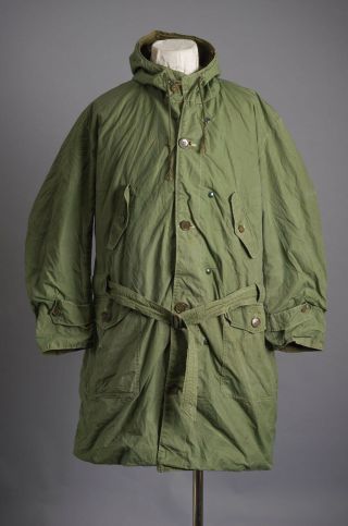 VTG 1960 ' S RAF Military Army Coat Parka Jacket Belted PRENTICE Zipper 2