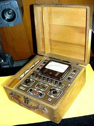 Vintage Superior Co.  Instruments Model Pb - 210 Ac/dc Multi - Tester In Wood Case
