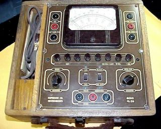 Vintage SUPERIOR Co.  INSTRUMENTS Model PB - 210 AC/DC Multi - Tester in Wood Case 2