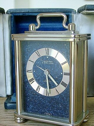 Rare Vintage Swiss Looping 15 Jewel 8 Day Carriage Alarm Travel Clock