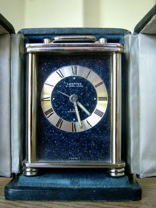 RARE VINTAGE SWISS LOOPING 15 JEWEL 8 DAY CARRIAGE ALARM TRAVEL CLOCK 3