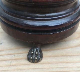 Vintage Wooden Carved,  Brass Claw Feet Long Match Holders,  Brass Studs Detail 2