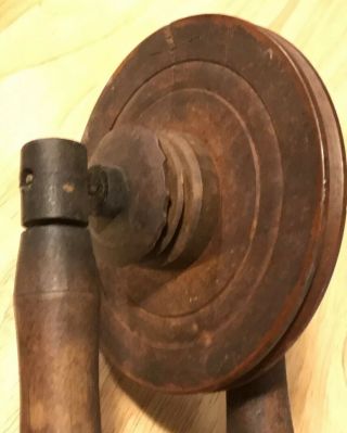 Antique Spinning Wheel part - Dark Dry Aged Wood Very Early Patina 10