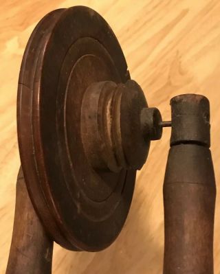 Antique Spinning Wheel part - Dark Dry Aged Wood Very Early Patina 11