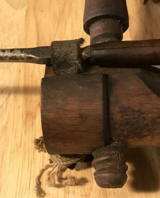 Antique Spinning Wheel part - Dark Dry Aged Wood Very Early Patina 2