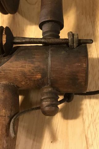 Antique Spinning Wheel part - Dark Dry Aged Wood Very Early Patina 3