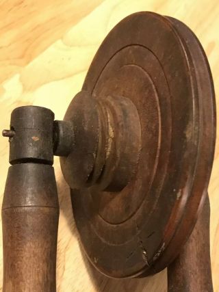 Antique Spinning Wheel part - Dark Dry Aged Wood Very Early Patina 9