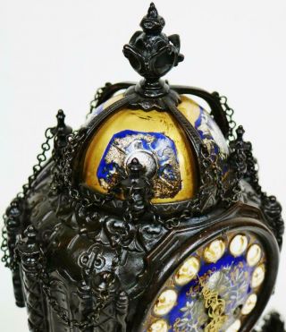 Rare Antique French 8 Day Bronze & Sevres Porcelain Gothic Style Mantel Clock 5