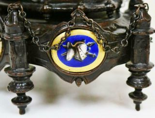 Rare Antique French 8 Day Bronze & Sevres Porcelain Gothic Style Mantel Clock 7