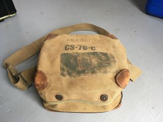 Vintage World War 2 Ii Radio Signal Shoulder Bag Canvas Leather Cs - 76 - C