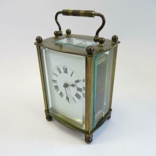 Vintage French Skeleton Carriage Clock - Brass With Bevelled Glass - Mechanical