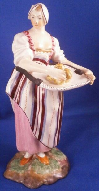 Antique French Faience Lady Street Seller Figurine Figure France Fayence Figur