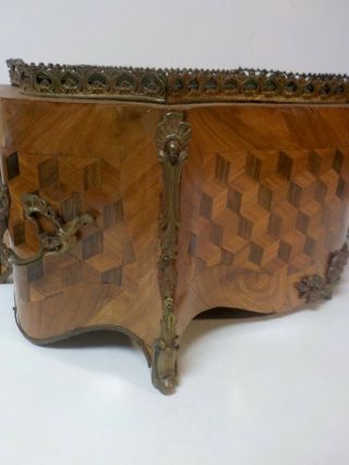 19th C.  Napoleon III French Inlaid Table Jardiniere / Planter,  Bronze Mounts 4