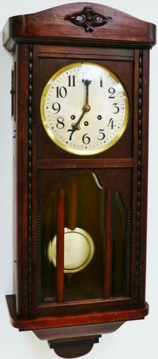 Antique Edwardian Badische Uhrenfabrik 8day Westminster Chime Musical Wall Clock