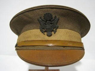 WWI US BRITISH ENGLISH MADE OFFICER VISOR HAT CAP ENGLAND 12