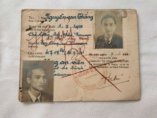 Vintage French Indochina Military National Police " BẮc ViỆt " Id Card 1957