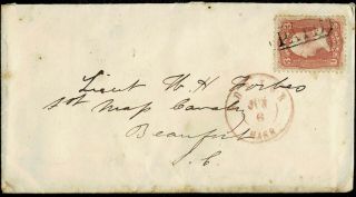 Scott 65 On Cover With " Paid " Fancy & Red Boston Cds To Pow Lt W H Forbes (ht1)