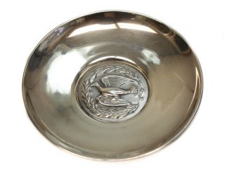 Ilias Lalaounis Solid 900 Silver Greek Coin Dish,  Repousse Dove