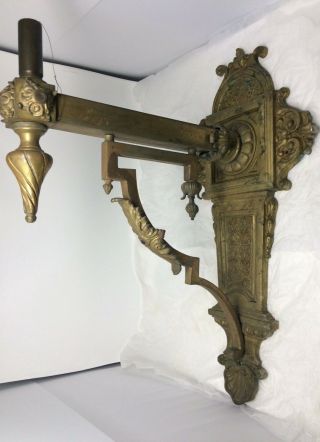 Victorian Wall Sconce Heavy Bronze/brass - Lodge Or Bank - Electric Light Bracket